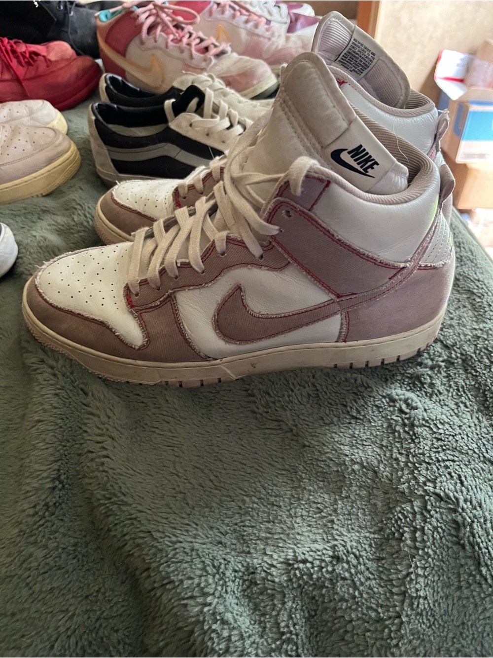 Nike High-Top Sneakers in White and Dusty Pink